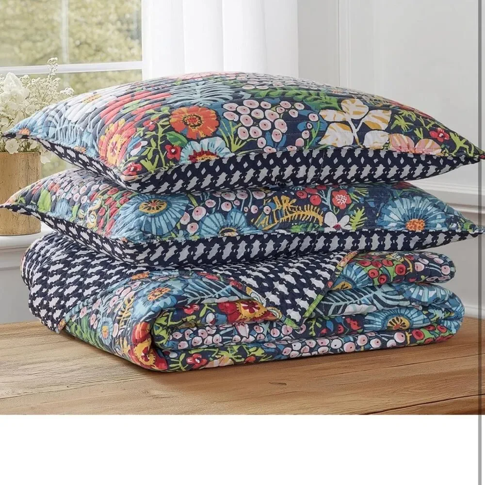 🆕 PB Style Bohemian Moody KING Quilt Bedding Set Shams Pillow Reversible Cotton